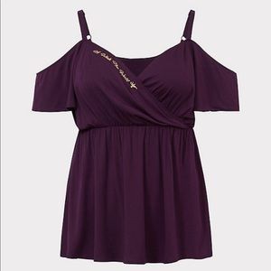 HER UNIVERSE JASMINE EMBROIDERED COLD SHOULDER TOP